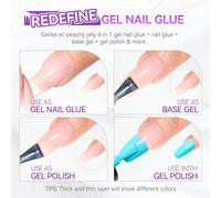 Gelike Ec Gummy Base Pose Americaine: Colle Faux Ongles 6 En 1 - Colle Capsule Americaine Ongle Uv Nude Rubber Base, Nail Glue, 8ml Sheer Apricot