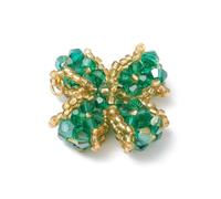 Gelirda Lot de 3 pendentifs porte-bonheur en forme de feuille verte à facettes en verre faits à la main pour la fabrication de bijoux, colliers, bracelets, cadeaux, Métal non précieux