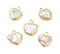 Gelirda Lot de 5 breloques en forme de cœur avec perles élégantes en laiton pour la fabrication de bijoux, colliers, bracelets, loisirs créatifs