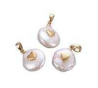 Gelirda Lot de 5 pendentifs en perles d'eau douce naturelles en forme de pépites avec motif de cœur pour la fabrication de bijoux, bracelets, colliers