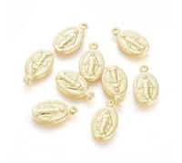 Gelirda Lot de 50 médailles miraculeuses ovales en laiton avec pendentifs Vierge Marie pour fabrication de bijoux, colliers, bracelets