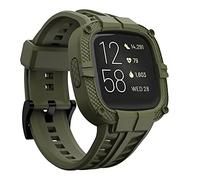 GELISHI Bracelet de protection robuste compatible avec Fitbit Versa 2 avec étui, bracelet de sport robuste pour montre intelligente, vert kaki