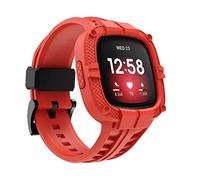 GELISHI Compatible avec les bracelets Fitbit Versa 3/Fitbit Sense avec coque antichoc, bracelet de protection robuste en TPU, accessoires de montre intelligente pour homme et femme, rouge