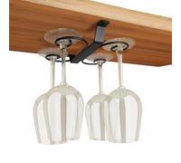 GeLive Support de rangement pour verres à vin sous armoire de 22,9 cm avec 4 crochets pour cuisine, bar, camping-car (noir)