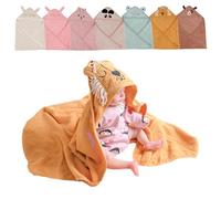 GELLEDI Serviette bébé à Capuche brodée personnalisée - Coton - Super absorbante - Convient aux Nouveau-nés et aux bébés - Unisexe - Cadeau pour l'heure du Bain ou au Bord de la Piscine - Lion