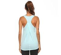 Gellmall Femme Débardeurs Sport Tee Shirt Sleeveless Racerback Yoga Fitness Course Top Workout Training Jogging Haut Casual Basic Vest L