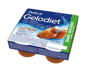 Gelodiet Eau Gélifiée Édulcorée Sans Sucres Thé Pêche 4x120g