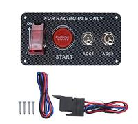 Geloo Interrupteur d'allumage Panneau de Modification 4 en 1 Commutateur de Voiture de course à Bascule en Fibre de Carbone