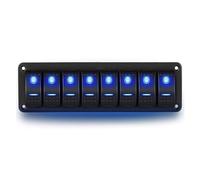 Geloo Panneau de Commutation 8 Gang 12V/ 24V Étanche pour Bateau 8 Gang avec lumière LED bleue pour Bateau, Véhicules, Camping-car