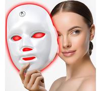 gelpal Masque de soin de la peau à LED 7 à 1 couleurs, masque de thérapie à la lumière rouge pour le visage, masque facial à DEL sans fil, luminothérapie, salon ou maison, blanc.