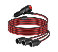 GELRHONR 1 à 3 Voiture Allume Cigare Socket, 3way Voiture Prise Allume Cigare Mâle vers Femelle Câble Adaptateur de Prise avec marche/arrêt Câble D'extension, DC 12V 24V, fusible 15A-1M/3.2Ft (1 à 3)