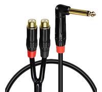 GELRHONR 6,35mm (1/4 Pouce) Mâle à 2 RCA femelles Adaptateur Audio Y Splitter,Droit à Angle Droit TS 6.35mm Mono vers 2x RCA Câble (90°-0.5M/1.6Ft)