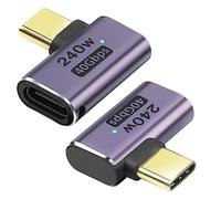 GELRHONR 90Degree USB C Adapter,USB 4.0 Type C Extender Converter 240W Fast Charging 40Gbps Data Transfer,8K@60Hz Video,Compatiable with Thunderbolt 3,Hub, Laptop, Tablet-2Pack (USB C à Angle Droit)