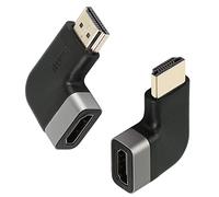 GELRHONR Adaptateur coudé HDTV 4k Angle 90, Adaptateur Plat Vertical HDTV mâle vers Femelle à Angle Droit 4K @ 60Hz pour PC, Ordinateur Portable, projecteur, Moniteur, TV-2pack