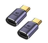 GELRHONR Adaptateur USB C 40gbps,Adaptateur USB C Mâle vers Femelle Angle Droit Adaptateur USB 4.0 Type C Connecteur,Thunderbolt 3/4,100W Support de Charge Rapide 8K@60HZ Video
