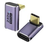 GELRHONR Adaptateur USB c 90 degrés, convertisseur d'extension USB 4,0 Type c 240w Charge Rapide 40gbps Transfert de données,8K@60Hz vidéo, Compatible avec Thunderbolt 3-2pack (Up/Down Angle)