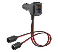 GELRHONR avec deux interrupteurs indépendants allume-cigare de voiture 12V, câble d'extension allume-cigare de voiture 30CM, sécurité 15A intégrée, deux lumières de contrôle de couleur