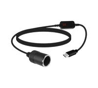 GELRHONR câble allume-cigare 5v usb c à 12v, câble d'alimentation convertisseur adaptateur allume-cigare pd type c avec affichage du voltmètre, pour chargeur de voiture, gps, caméra Dash Cam (70cm)