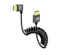 GELRHONR Câble court spiralé HDTV 8k, câble flexible à ressort d'extension mâle-mâle HDTV ultrafin 48 Gbps Prise en charge 3D 8K@60Hz pour moniteurs intégrés à la caméra, téléviseurs (Right Angle)