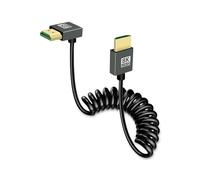 GELRHONR Câble court spiralé HDTV 8k, câble flexible à ressort d'extension mâle-mâle HDTV ultrafin 48 Gbps Prise en charge 3D 8K@60Hz pour moniteurs intégrés à la caméra, téléviseurs (Down Angle)