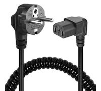 GELRHONR Câble d'alimentation CEE 7/7 vers C13,Cable Alimentation ecran pc,3 Pin AC Cordon électrique Secteur Câble Spiralé pour moniteurs, PC, imprimante, Scanner (Down Angle C13)