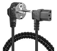 GELRHONR Câble d'alimentation CEE 7/7 vers C13,Cable Alimentation ecran pc,3 Pin AC Cordon électrique Secteur Câble Spiralé pour moniteurs, PC, imprimante, Scanner (Right Angle C13)