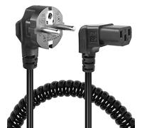 GELRHONR Câble d'alimentation CEE 7/7 vers C13,Cable Alimentation ecran pc,3 Pin AC Cordon électrique Secteur Câble Spiralé pour moniteurs, PC, imprimante, Scanner (Up Angle C13)
