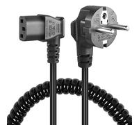 GELRHONR Câble d'alimentation CEE 7/7 vers C13,Cable Alimentation ecran pc,3 Pin AC Cordon électrique Secteur Câble Spiralé pour moniteurs, PC, imprimante, Scanner (Left Angle C13)