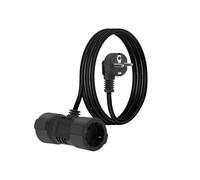 GELRHONR Câble d'extension de Contact de Protection, câble d'extension schuko en Forme de t 250v16a ip44 Contact de Protection extérieur (CEE 7/7), pour la Maison, la Cuisine (Schwarz 1M)