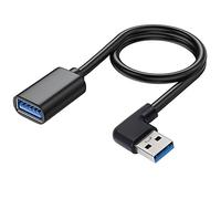 GELRHONR Câble d'extension USB 3.0 à angle droit à gauche, 90 degrés USB3.0 A mâle vers femelle Cordon de données ultra rapide 5 Gbps-(gauche/femelle) Noir 3,3 pieds / 1 m