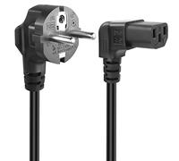 GELRHONR Câble Froid 1.5m 3 Broches, 90 Degrés CEE 7/7 sur IEC C13, Câble d'Alimentation Avec Contact de Protection Coudé sur la Prise Froid (Up Angle)