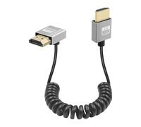 GELRHONR Câble HDTV spiralé 4k, haute vitesse 4K@60Hz - Rallonge HDTV fine mâle-mâle, câble flexible à ressort pour moniteurs intégrés à la caméra, téléviseurs, projecteurs (Down Angle)