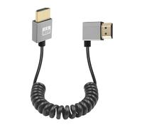 GELRHONR Câble HDTV spiralé 4k, haute vitesse 4K@60Hz - Rallonge HDTV fine mâle-mâle, câble flexible à ressort pour moniteurs intégrés à la caméra, téléviseurs, projecteurs (Right Angle)