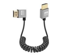 GELRHONR Câble HDTV spiralé 4k, haute vitesse 4K@60Hz - Rallonge HDTV fine mâle-mâle, câble flexible à ressort pour moniteurs intégrés à la caméra, téléviseurs, projecteurs (Left Angle)