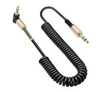GELRHONR Cable Jack 3.5 Male Male spirale, câble TRS stéréo mâle à mâle à angle droit de 3,5 mm pour lecteur MP3 de tablette de smartphone stéréo de voiture
