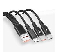 GELRHONR Câble Multi USB, 3 en 1 Multi Chargeur USB Câble en Nylon Tressé avec Micro USB Type C Connecteurs with 3x0.2m Cable,Charge rapide 5A pour i/Phone 15, S21 S20,Hua-wei P30 P20 (0.2M/0.65Ft)