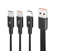 GELRHONR Câble Multi USB, 3 en 1 Multi Chargeur USB Câble en Nylon Tressé avec Micro USB Type C Connecteurs with 3x1.2m Cable,Charge rapide 5A pour i/Phone 15, S21 S20,Hua-wei P30 P20(1.2M/3.9Ft)
