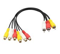 GELRHONR Câble répartiteur RCA AV 3 en 1 RCA mâle vers 6 femelles, câble audio vidéo composite pour TV, DVD, décodeur, 30,5 cm