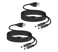 GELRHONR Câble Répartiteur USB Vers DC 5 V, Câble D'alimentation Universel USB Vers Double Connecteur DC, Câble De Chargement CC 5,5 x 2,1 mm Pour Ventilateurs, Lampes LED(DC5525) Lot De 2