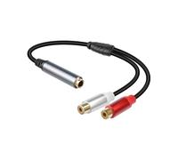 GELRHONR Câble séparateur adaptateur RCA vers 1/4 femelle, câble audio femelle 6,35 mm vers double RCA femelle pour amplificateur, microphone, téléviseur et plus 30 cm (1 femelle à 2 femelle)