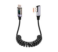GELRHONR Câble USB A vers USB C Spiralé avec écran LED, cordon de charge USBC rétractable à charge rapide 66 W à 90 degrés pour téléphones, tablettes, banque d'alimentation et plus