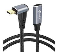GELRHONR Câble usb c à 90 degrés, angle haut et bas usb3,1 gen2 usb type c mâle à femelle transfert de données 10gbps cordon de charge pd 100w, câble de type c haut vers le bas (1M/3.2Ft)