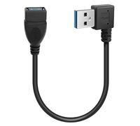 GELRHONR Câble USB Court 0,2 m 90 degrés USB 3.0 Type A mâle vers Femelle Câble d'extension de Transfert de données Câble d'extension pour Lecteur Flash USB/Disque Dur (Angle Gauche)