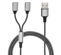 GELRHONR Câble USB Répartiteur 2 Ports 1M, USB2.0 Type A Mâle vers Femelle Splitter Braid Nylon Multiple Porte Extender Hub Chargeur pour Printer/clavier USB/Laotop/Led (1 to 2)