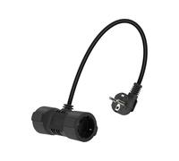 GELRHONR Courte Rallonge avec 2 Prises Schuko,90 degrés extérieur Câble étanche,250v16a Noir MutecPower Utilisation à l'intérieur rallonge Double Prise