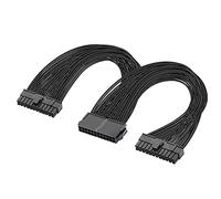 GELRHONR Double Alimentation PC 24 broches ATX câble adaptateur de carte mère, 24 broches (20 + 4) pour ATX câble d'extension de carte mère PSU femelle à mâle Y Splitter-1Ft
