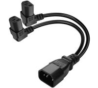 GELRHONR IEC320 C14 à deux C13 PDU Power Rallonge, prise C14 jusqu'à 90 degrés, double prise C13, câble d'alimentation pour PC, haut-parleurs LED, écrans TV et scanner (Down Angle 0,3 m)