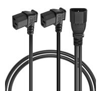 GELRHONR IEC320 C14 sur Deux rallonges d'alimentation C13 PDU, Prise C14 à 90 degrés Double Prise C13 câbles d'alimentation pour Ordinateurs, (Angle Gauche 0,5M) (Left Angle 0.5M)