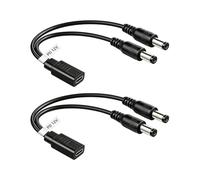 GELRHONR Lot de 2 câbles d'alimentation USB C vers DC PD Trigger Boost - 5 V-12 V - Type C femelle vers double fiche CC 5,5 x 2,1 mm - Câble répartiteur Y pour routeur, bandes lumineuses LED, 30 cm