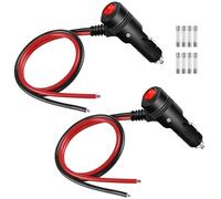 GELRHONR Lot de 2 câbles de rechange pour allume-cigare, 12 V, pour moto, camion, voiture - Avec interrupteur - 16 AWG - Cordon d'alimentation avec fusible 15 A - 0,6 m